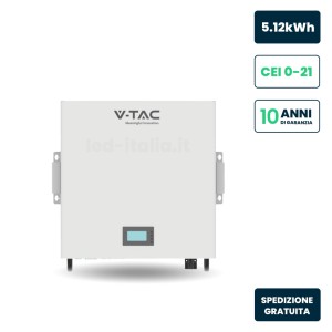 Batteria di Accumulo 5.12kWh LiFePO4 BMS Integrato per Inverter Fotovoltaici CEI 0-21 51.2V 100Ah Garanzia 10 Anni