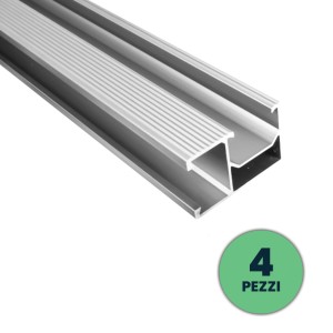 Profili in Alluminio Argento per Fissaggio Pannelli Solari Fotovoltaici Lunghezza 2m (Confezione 4 Pezzi)