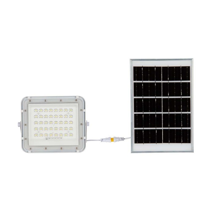 10W LED Solar Floodlight 6400K Replaceable Battery 3m Wire White Body