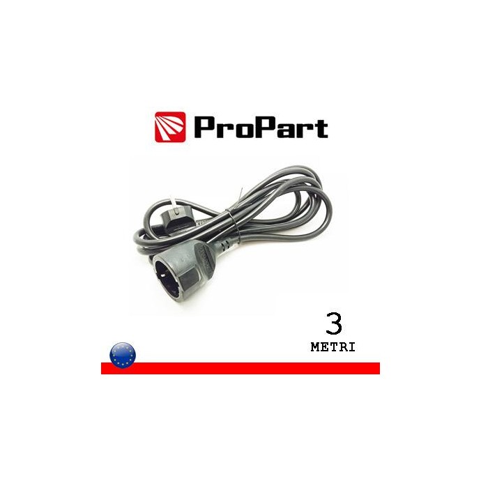 Prolunga lineare Schuko16A 3metri spina Schuko 16A nera Prolunga lineare Schuko16A 3metri spina Schuko 16A nera