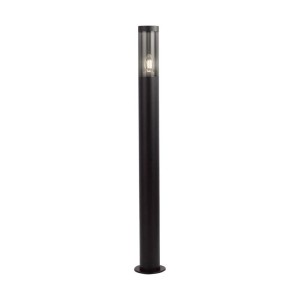 Bollard Garden Light Fitting E27 (76mmx119x1000mm) Smoke Plastic/SS Black Body IP44