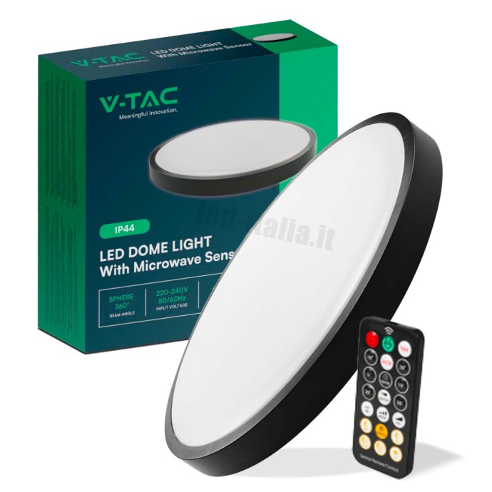 36W LED Dome Light Round Microwave Sensor Black Frame 4000K IP44 36W LED Dome Light Round Microwave Sensor Black Frame 4000K IP44