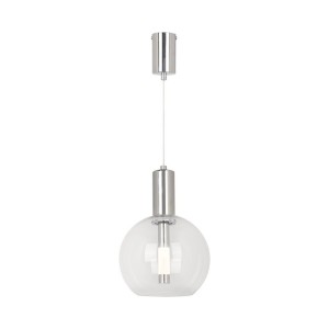 5W LED Pendant Chandelier with Contemporary Design with Transparent Glass Sphere 200*1905mm Steel Color Elegant Finish 3000K