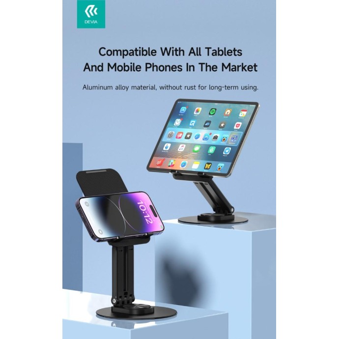 Supporto pieghevole in metallo con rotazione 360° per tablet Supporto pieghevole in metallo con rotazione 360° per tablet