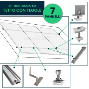 Kit Struttura in Alluminio per montaggio 7 Pannelli Fotovoltaici 35mm per installazione su Tetto con Tegole
