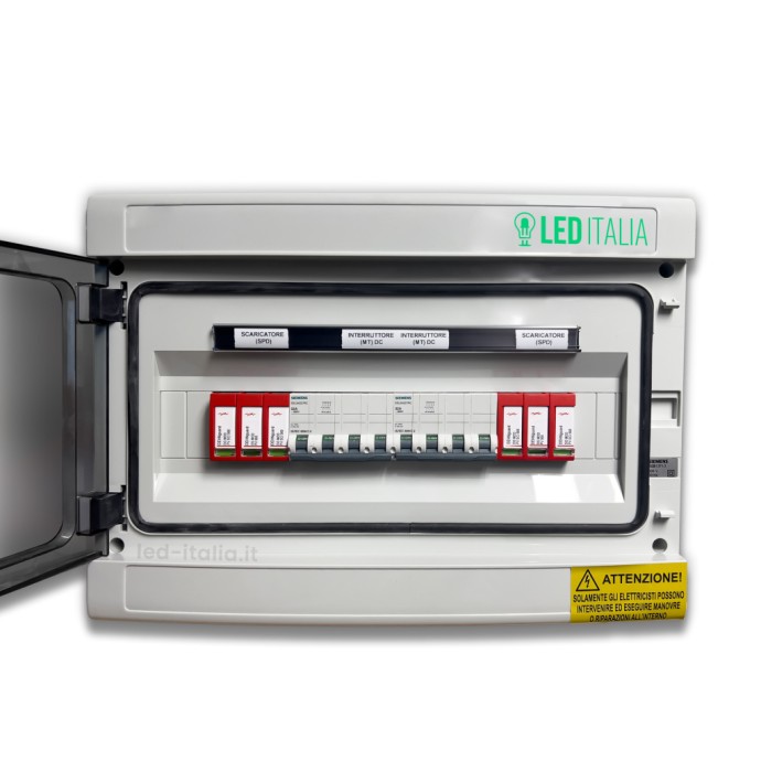 Quadro di Campo DC 2/2 MPPT 1000VDC 16A 12 Moduli Magnetotermico + SPD Siemens / DEHN IP65
