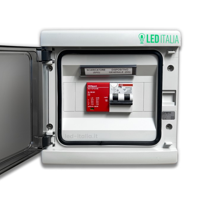 Quadro AC Monofase 5kW 25A 230V 8 Moduli Differenziale + SPD ABB / DEHN IP65