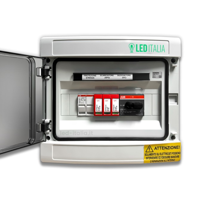 Quadro di Campo DC 1/1 MPPT 1000VDC 16A 8 Moduli Sezionatore + Portafusibili + SPD ABB / DEHN IP65