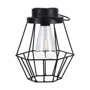 Lampada Solare LED da Terra 0.5W dal Design Vintage con Batteria Ricaricabile e Maniglia per Trasporto Colore Nero 3000K IP44