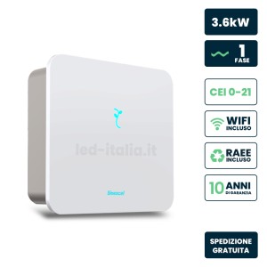 Inverter Fotovoltaico Sinexcel Isuna Monofase Ibrido On-Grid/Off-Grid 3.6kW, Doppio MPPT, CEI 0-21, WiFi e Meter Inclusi, Garanz