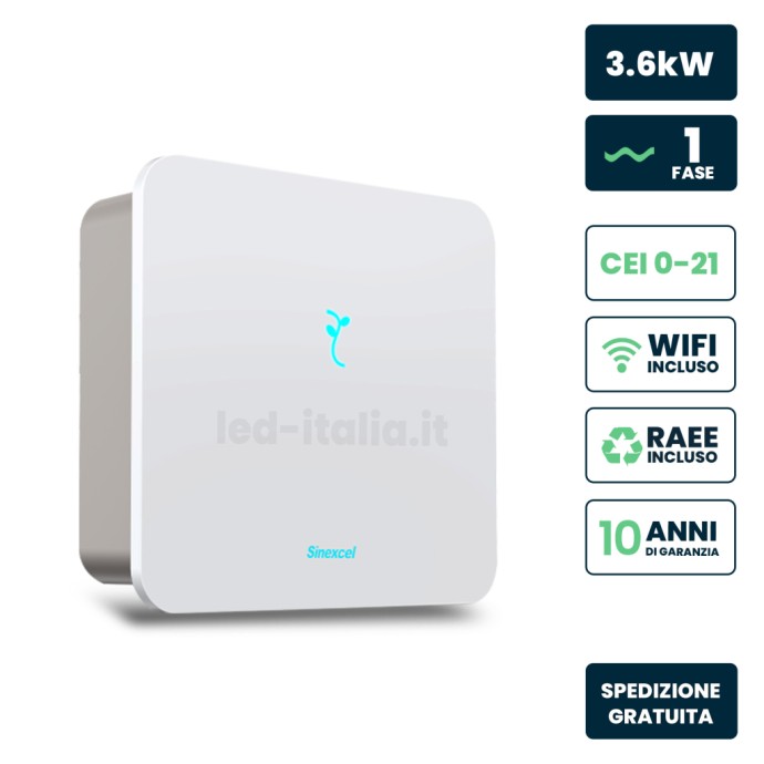 Inverter Fotovoltaico Sinexcel Isuna Monofase Ibrido On-Grid/Off-Grid 3.6kW, Doppio MPPT, CEI 0-21, WiFi e Meter Inclusi, Garanz Inverter Fotovoltaico Sinexcel Isuna Monofase Ibrido On-Grid/Off-Grid 3.6kW, Doppio MPPT, CEI 0-21, WiFi e Meter Inclusi, Garanz