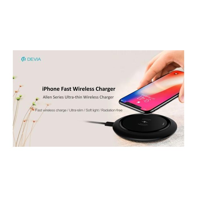 Carica batterie Allen wireless V2 Slim Standard Qi 10W Nero Carica batterie Allen wireless V2 Slim Standard Qi 10W Nero