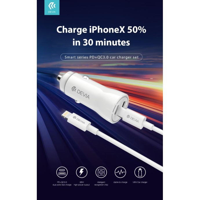 Carica Batterie 2 Out 36W da Auto Carica Rapida PD + Cavo Carica Batterie 2 Out 36W da Auto Carica Rapida PD + Cavo