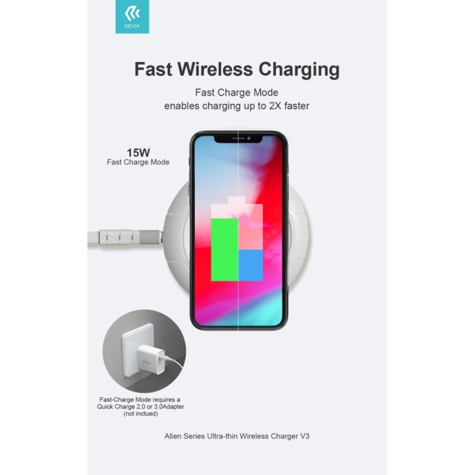 Caricabatterie Allen wireless ultrasottile V3 15 Watt Bianco Caricabatterie Allen wireless ultrasottile V3 15 Watt Bianco