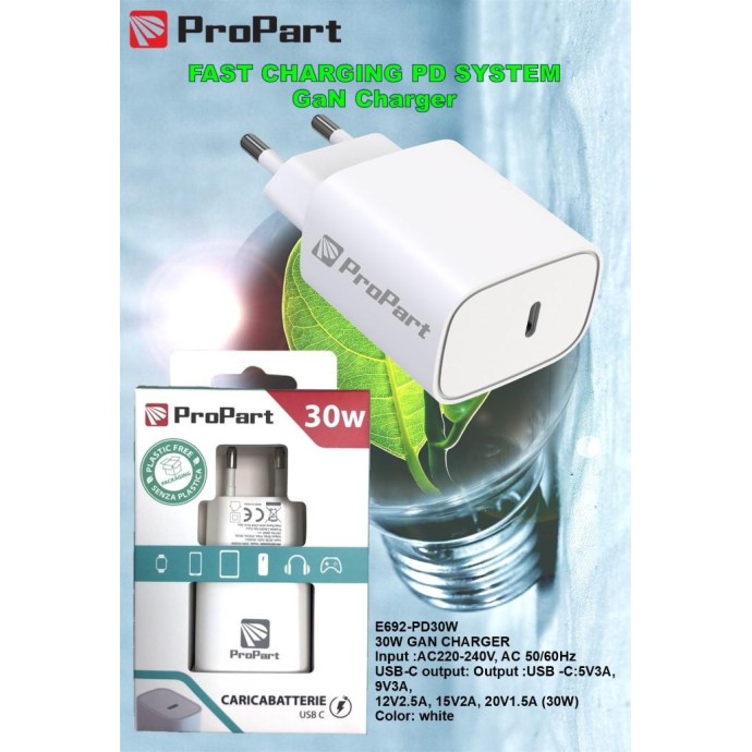 Caricabatteria 30 Watt PD Presa USB-C Modello E692-PD30W Caricabatteria 30 Watt PD Presa USB-C Modello E692-PD30W