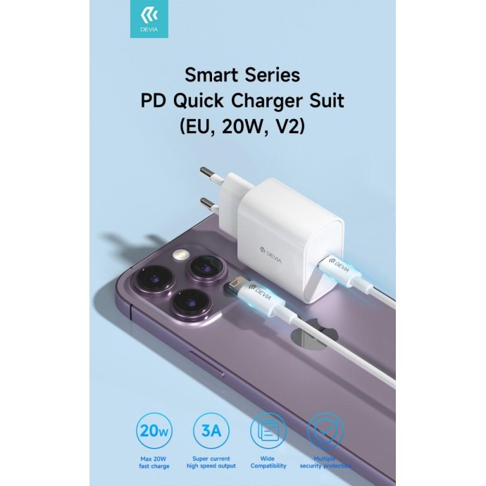 Carica batteria rapido PD 20W con Cavo Tipo-C a Lightning Carica batteria rapido PD 20W con Cavo Tipo-C a Lightning