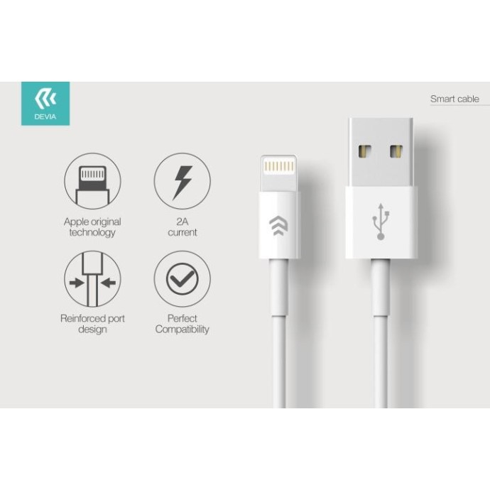 Cavo Dati Carica Lightning iPhone e iPad IOS 1 metro Bianco Cavo Dati Carica Lightning iPhone e iPad IOS 1 metro Bianco