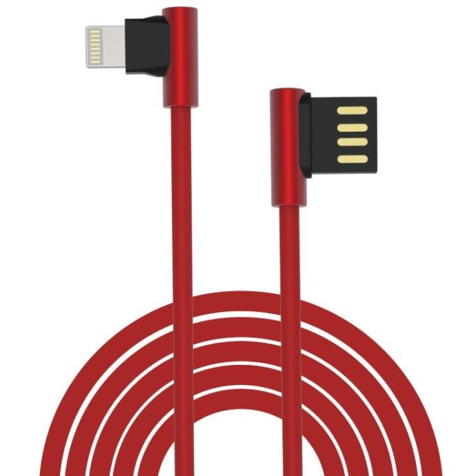 Cavo King USB - Lightning ad angolo 90° Rosso Cavo King USB - Lightning ad angolo 90° Rosso