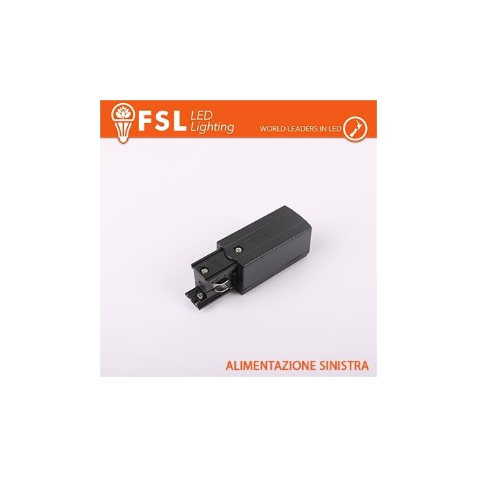 FSL Testata di alimentazione SINISTRA per binario trifase - colore NERO FSL Testata di alimentazione SINISTRA per binario trifase - colore NERO