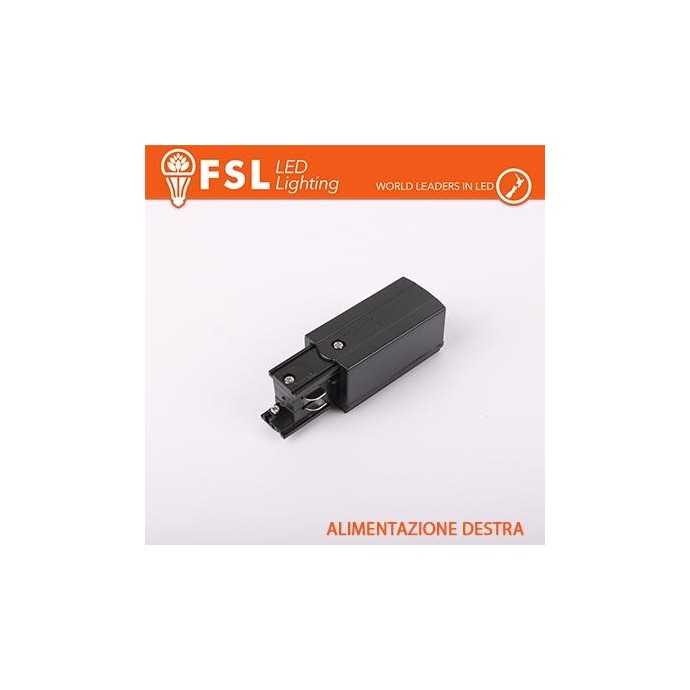 FSL Testata di alimentazione DESTRA per binario trifase - colore NERO FSL Testata di alimentazione DESTRA per binario trifase - colore NERO