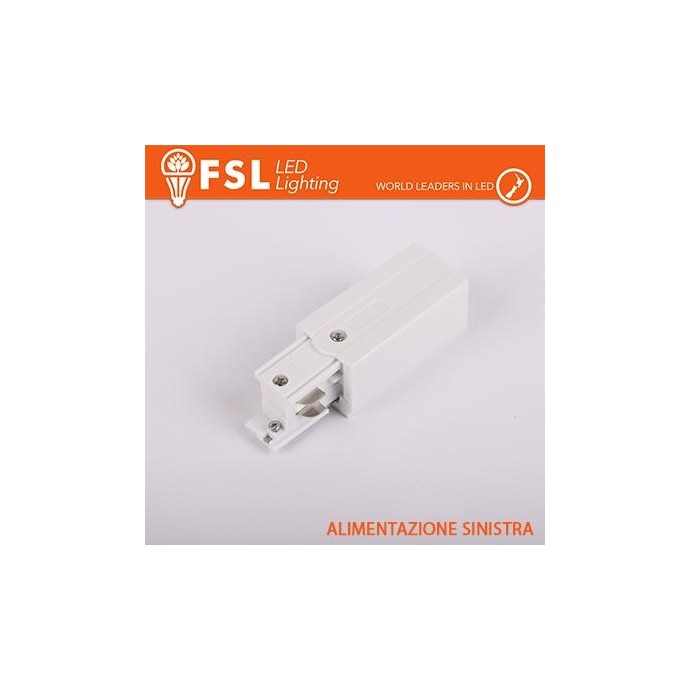 FSL Testata di alimentazione SINISTRA per binario trifase - colore BIANCO FSL Testata di alimentazione SINISTRA per binario trifase - colore BIANCO