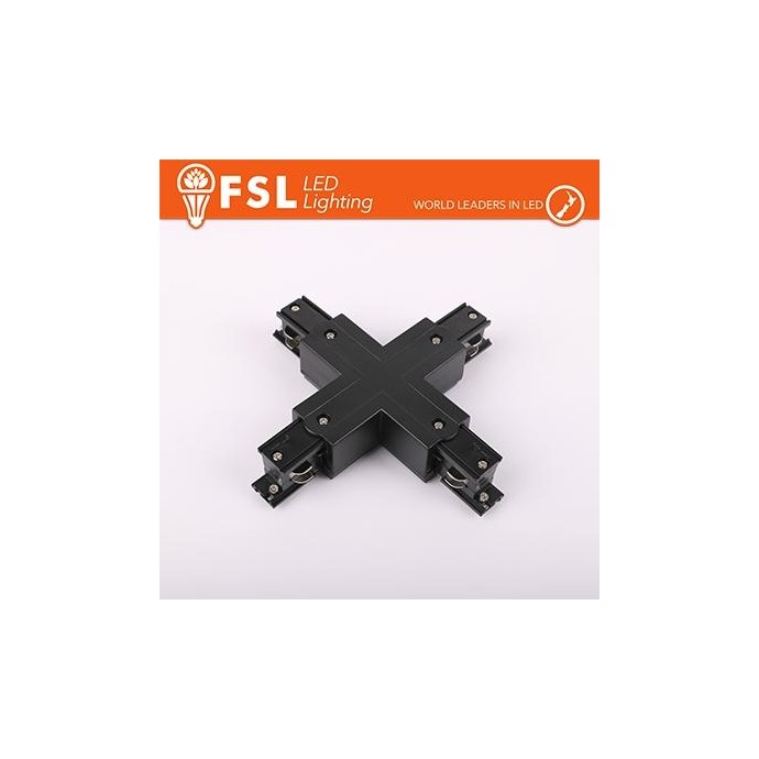 FSL Connettore Forma X per binario Trifase - Colore NERO FSL Connettore Forma X per binario Trifase - Colore NERO