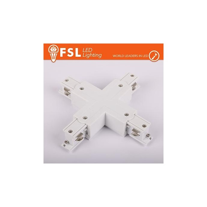FSL Connettore Forma X per binario Trifase - Colore BIANCO FSL Connettore Forma X per binario Trifase - Colore BIANCO