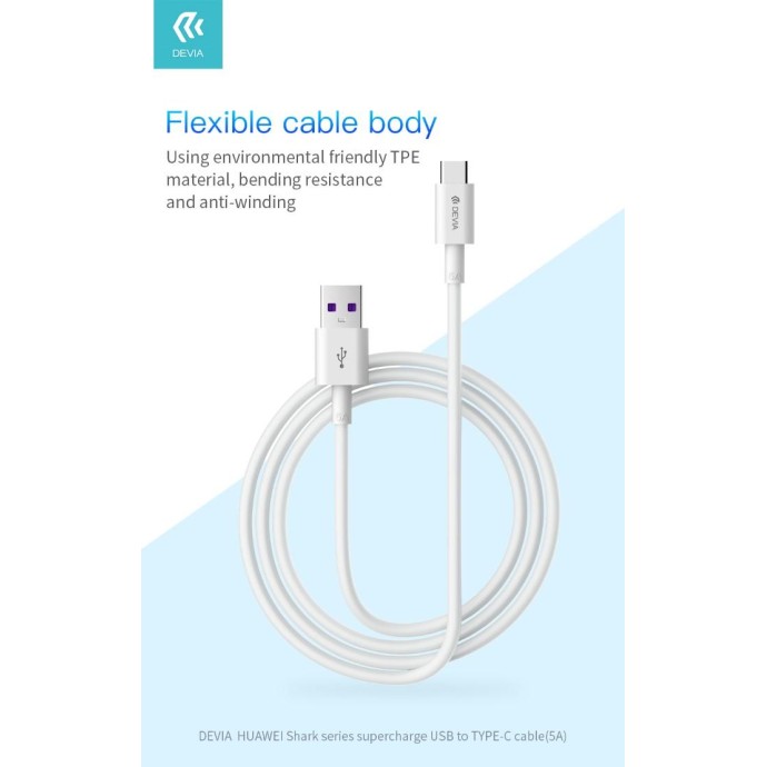 Cavo Carica rapida Type-C 5A Lunghezza 1,5 mt Bianco USB 3 Cavo Carica rapida Type-C 5A Lunghezza 1,5 mt Bianco USB 3