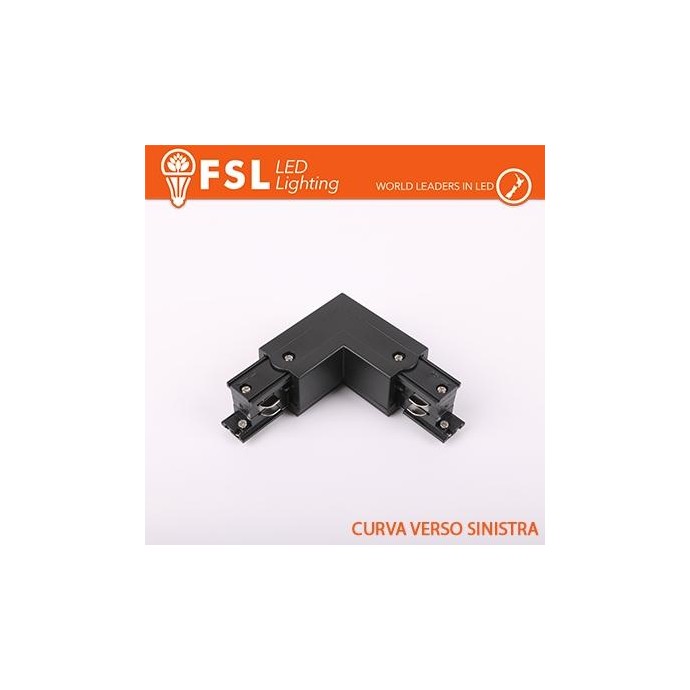 FSL Connettore Forma L sinistra per Binario Trifase - Colore NERO FSL Connettore Forma L sinistra per Binario Trifase - Colore NERO