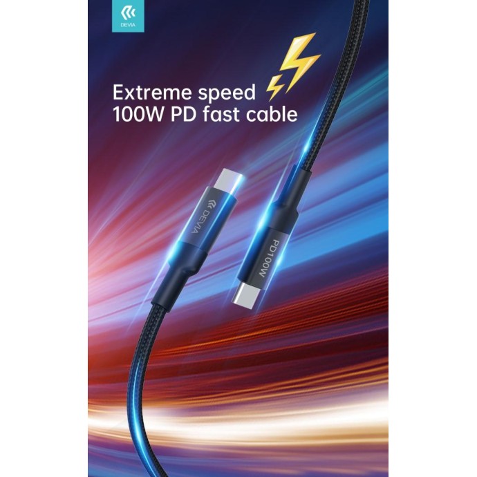 Cavo super rapido Tipo-C 1,5 Metri 100 W. Ideale per laptop Cavo super rapido Tipo-C 1,5 Metri 100 W. Ideale per laptop