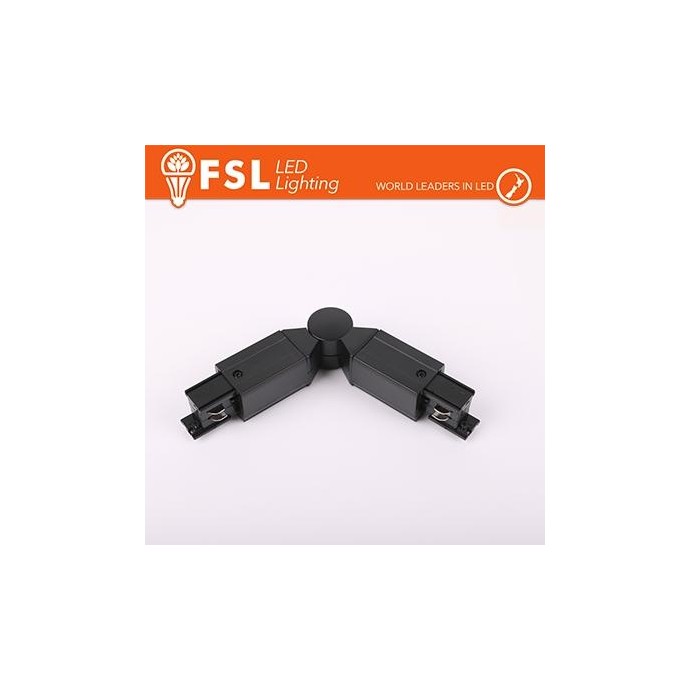 FSL Connettore Forma L con angolo regolabile per Binario Trifase - Colore NERO FSL Connettore Forma L con angolo regolabile per Binario Trifase - Colore NERO