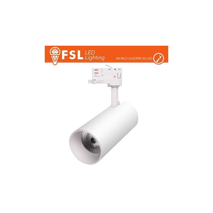 FSL Proiettore a Binario Trifase BIANCO - 3white 3000-4000-6500k, 30w, 3500lm FSL Proiettore a Binario Trifase BIANCO - 3white 3000-4000-6500k, 30w, 3500lm