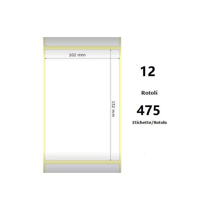 White 102x152mm, 475 Et/Rotolo Z-1000D,4x6x1 Core ,12 Rolls