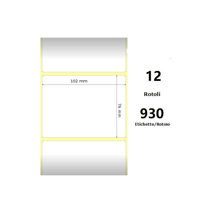 White 102x76mm, 930 Et/Rotolo Z-1000D,4x3x1 Core ,12 Rolls
