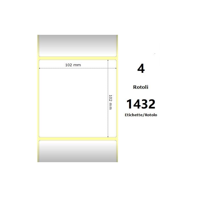 White 102x102mm,1432 Et/Rotolo Z-1000D, 4x4x3 Core ,4 Rolls White 102x102mm,1432 Et/Rotolo Z-1000D, 4x4x3 Core ,4 Rolls