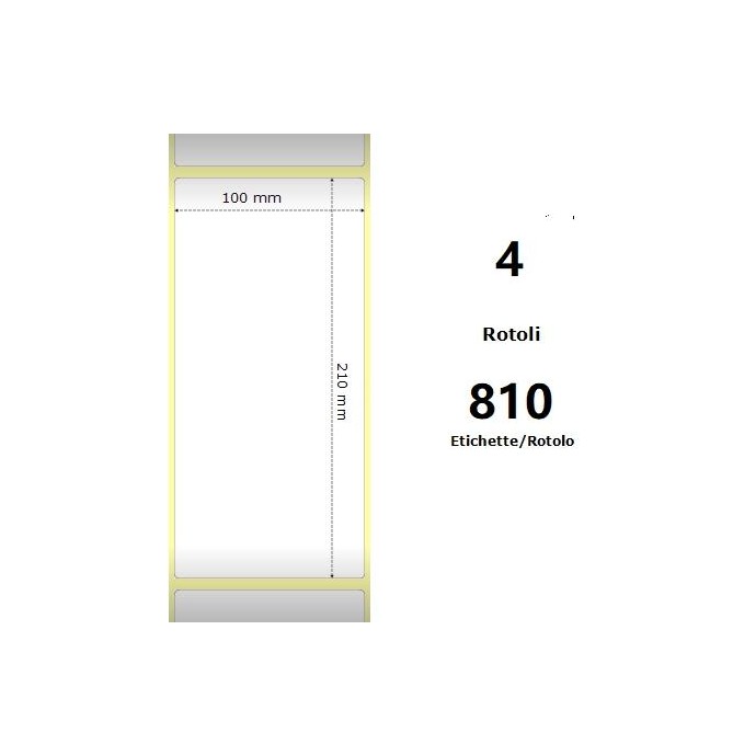 White 100x210mm,810 Et/Rotolo Z-1000D,3.9x8.3x3 Core,4 Rolls