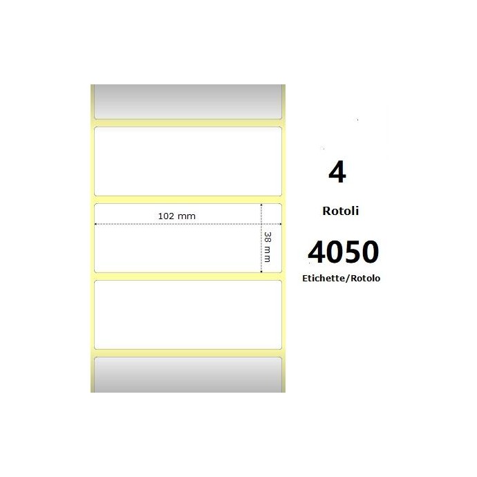 White 102x38mm,4050 Et/Rotolo Z-1000D, 4x1.5x3 Core, 4 Rolls