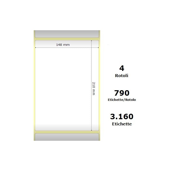 White 148x210mm,790 Et/Rotolo Z-1000D,5.8x8.3x3Core, 4 Rolls