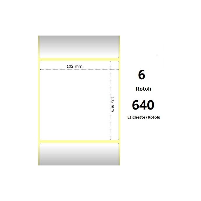 White 102x102mm, 640 Et/Rotolo Z-2000D 4x4x 1 Core, 6 Rolls