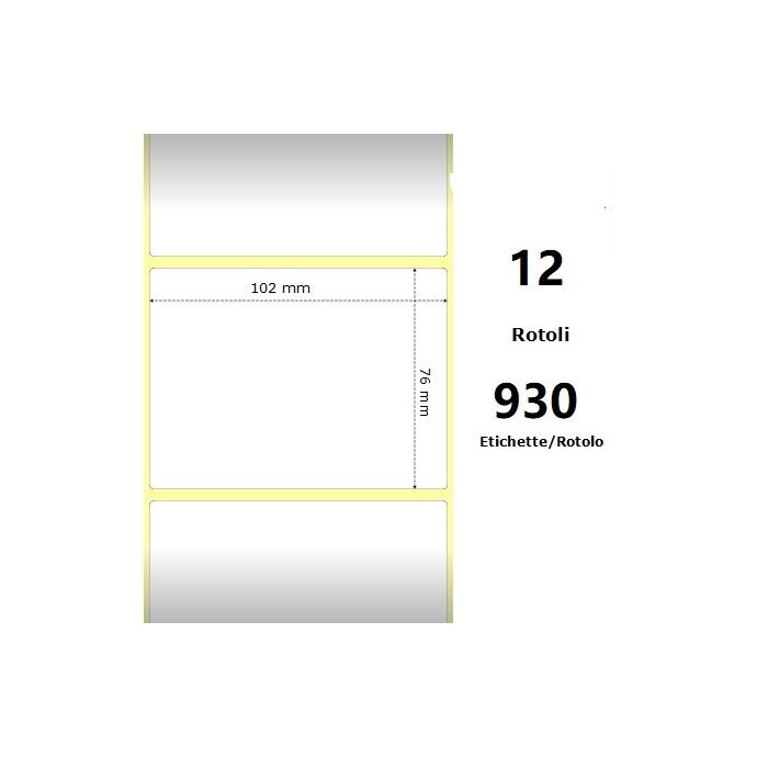 White 102x76mm, 930 Et/Rotolo Z-2000D 4x3x1 Core, 12 Rolls