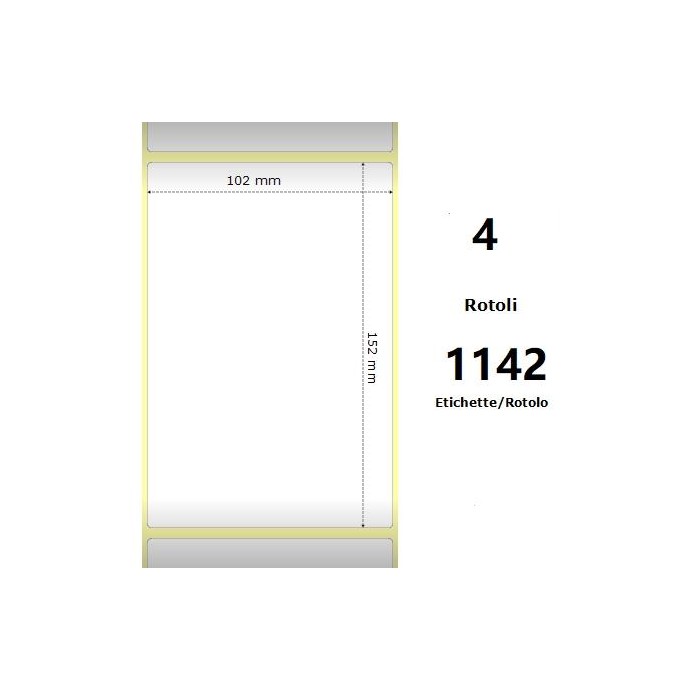 White 102x152mm,1142 Et/Rotolo Z-2000D, 4x6x3 Core, 4 Rolls