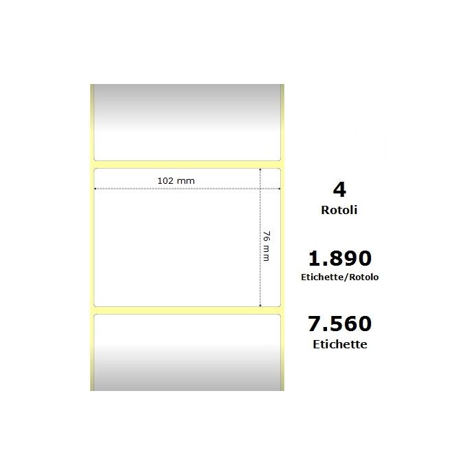 White 102x76mm,1890 Et/Rotolo Z-2000D, 4x3x3 Core, 4 Rolls