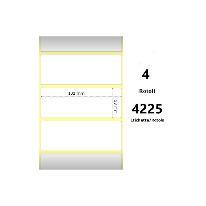 White 102x38mm, 4225 Et/Rotolo Z-2000D,4x1.5x3Core, 4 Rolls