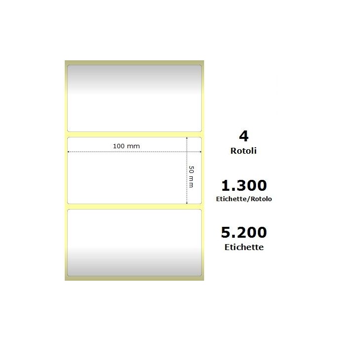 White 100x50mm,1300 Et/Rotolo Z-2000D,3.9x2x1 Core, 4 Rolls