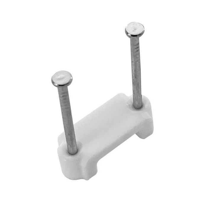 Clip fermacavo piatta con doppio chiodino 13mm 100pz Clip fermacavo piatta con doppio chiodino 13mm 100pz
