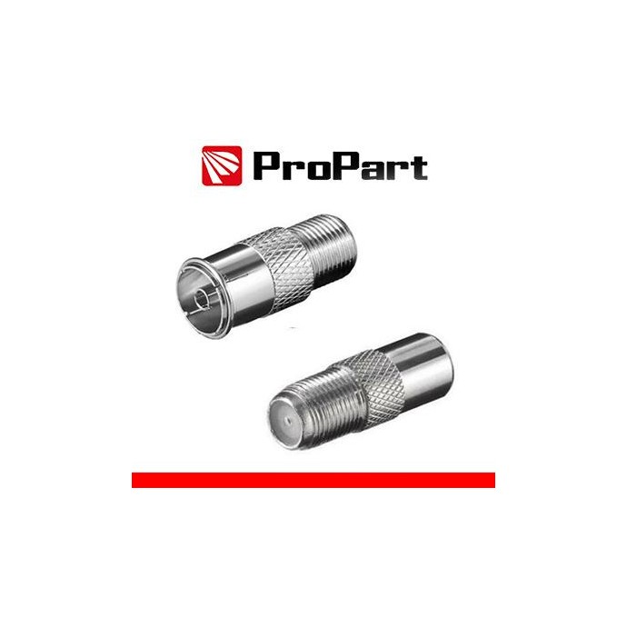 Adattatore antenna TV 75 Ω Presa F - Presa TV 9.5mm metallic Adattatore antenna TV 75 Ω Presa F - Presa TV 9.5mm metallic