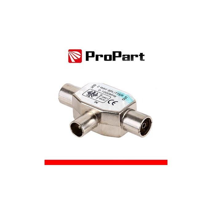 Splitter coax in ottone nichelato - 1 presa/2 spine Splitter coax in ottone nichelato - 1 presa/2 spine