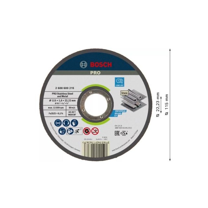 2608600215,Mola da taglio Expert for Inox piana  115x1,6 mm