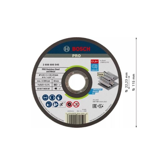 2608600545,Mola da taglio Expert for Inox piana Rapido  115x1 mm