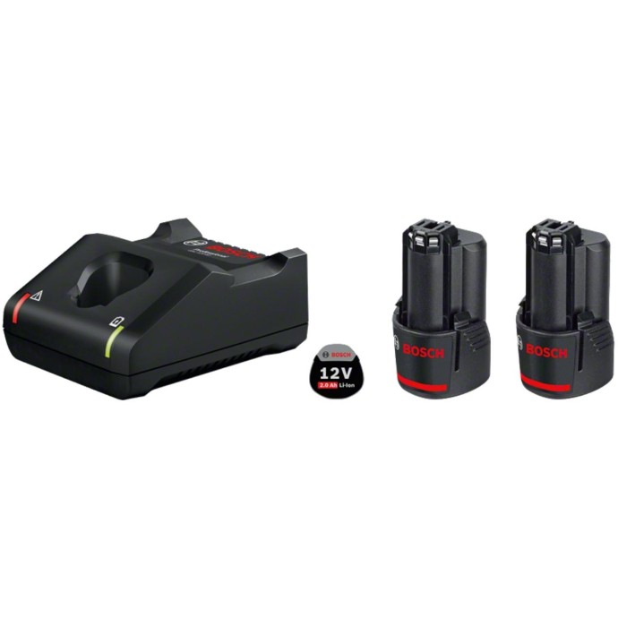 1600A019R8,Set 2x Batterie 12V 2.0Ah + Caricabatteria